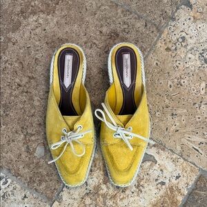 Zimmermann Yellow Suede Lace-Up Mules